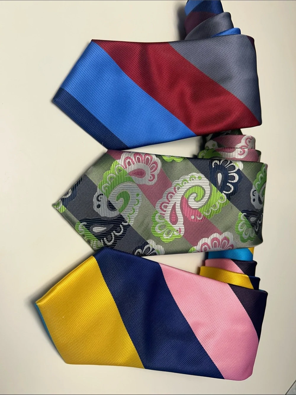 Verse 9- Men's Multicolor Patterned Necktie Set - Blue, Pink, Yellow, Green